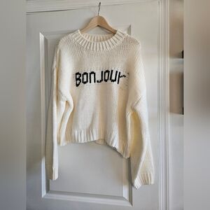 Forever 21 Cream 'Bonjour' Sweater